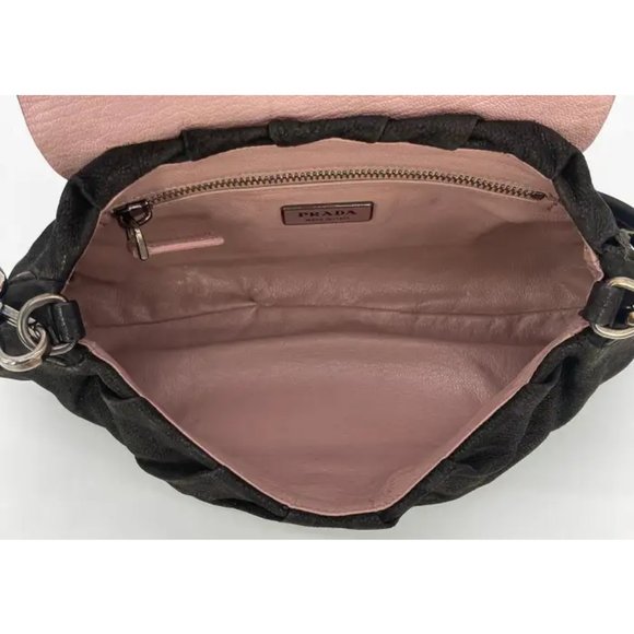 Prada Black Suede Rhinestone Alligator Flap Shoulder Bag - Picture 8 of 10